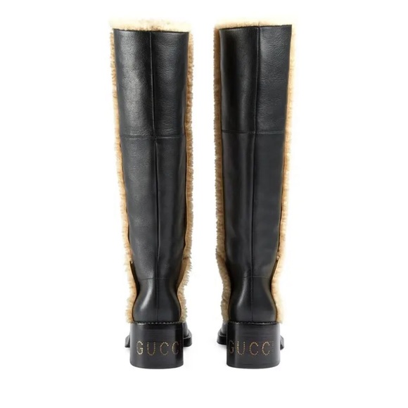 Gucci Shearling Trim Knee High Black Boots 39 ❤️💚 - Picture 5 of 16